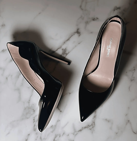Grace Elegant Black Patent Leather Stiletto Pumps