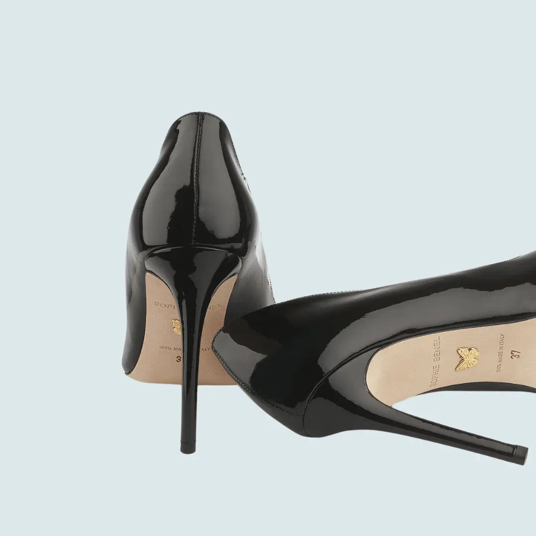 Grace Elegant Black Patent Leather Stiletto Pumps - IVORYNN