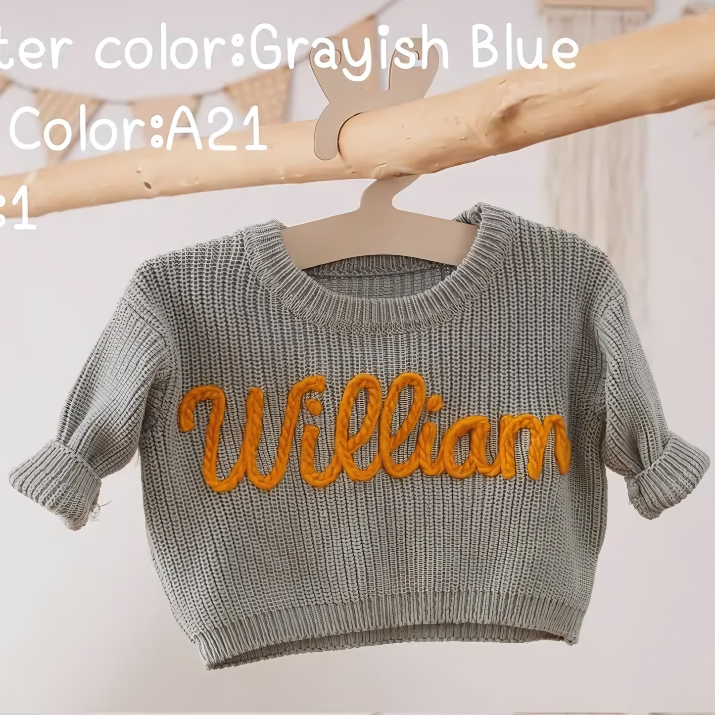 Cotton Hand embroidered Name Baby Sweater