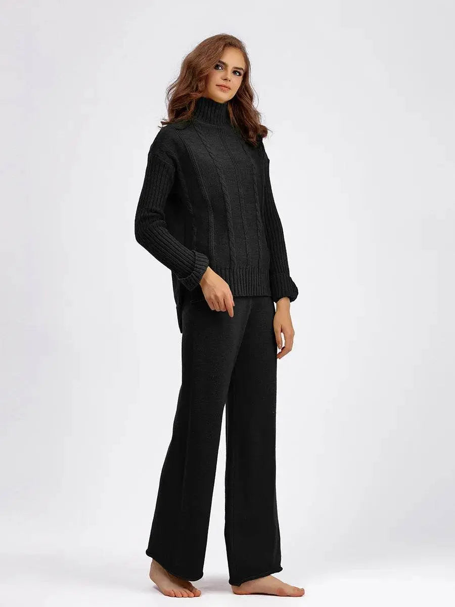 Half Turtleneck Knit Two-Piece Set - IVORYNN