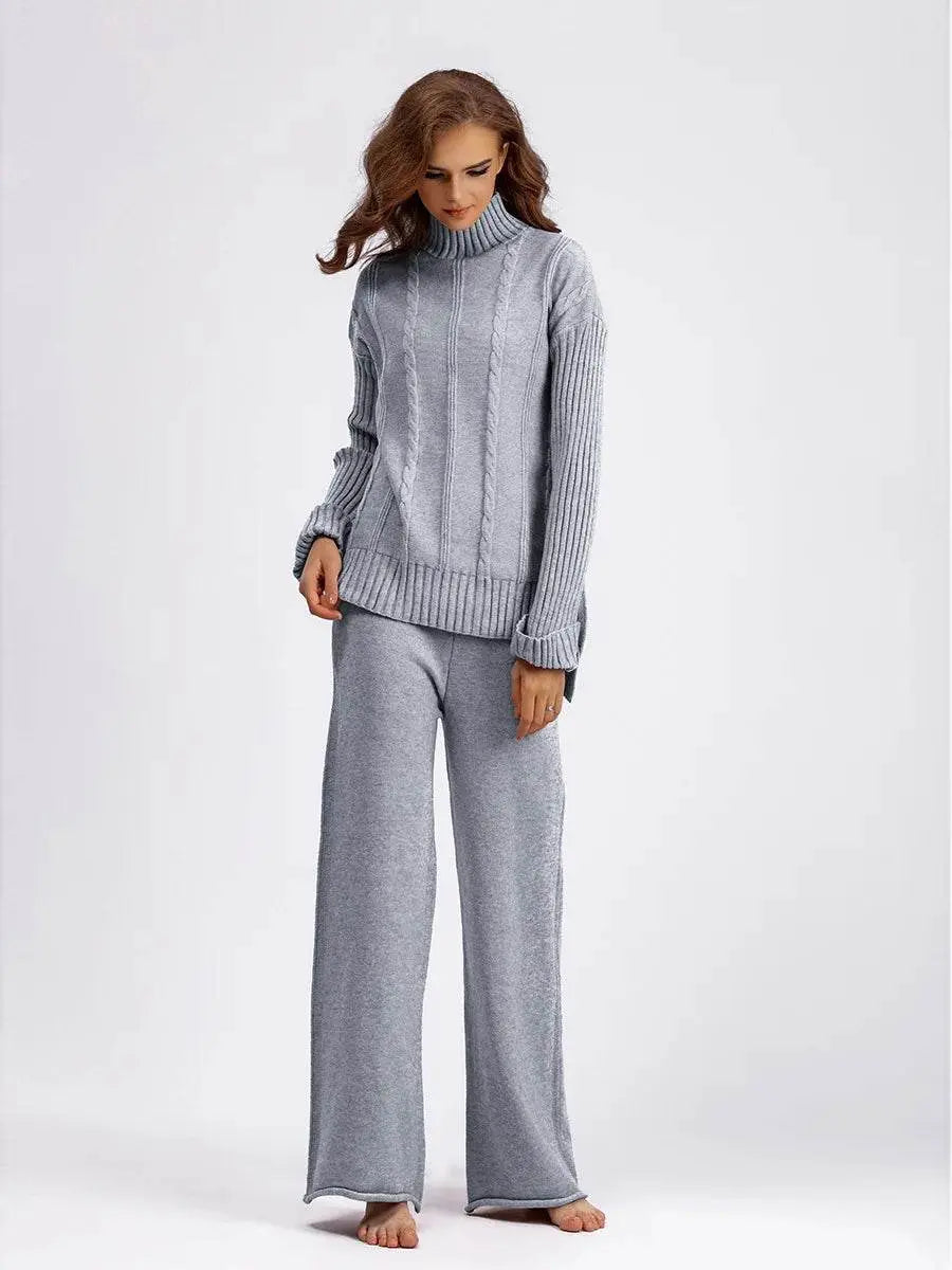Half Turtleneck Knit Two-Piece Set - IVORYNN