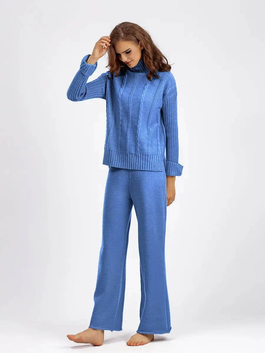 Half Turtleneck Knit Two-Piece Set - IVORYNN