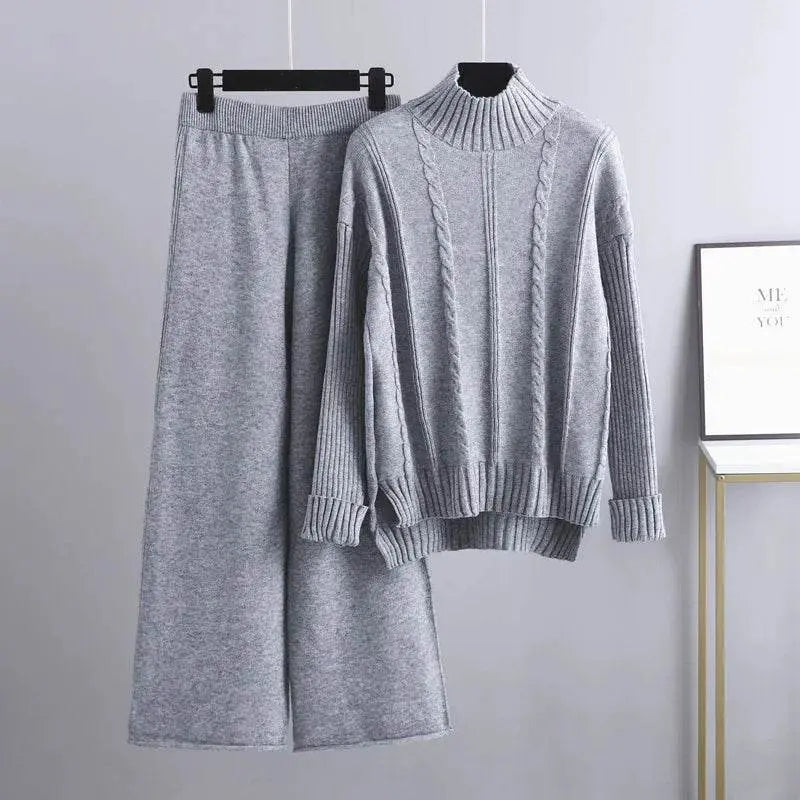 Half Turtleneck Knit Two-Piece Set - IVORYNN