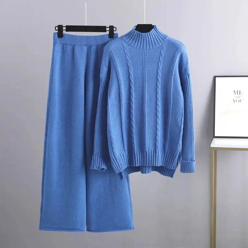 Half Turtleneck Knit Two-Piece Set - IVORYNN