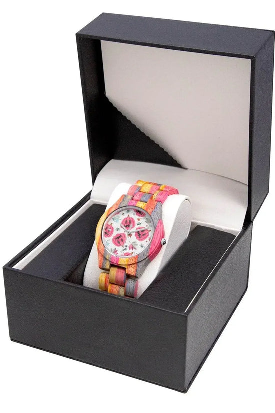 Halloween Camouflage Gray Pink Wooden Watch - IVORYNN