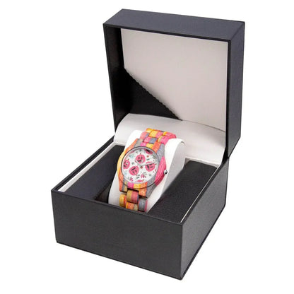 Halloween Camouflage Gray Pink Wooden Watch - IVORYNN