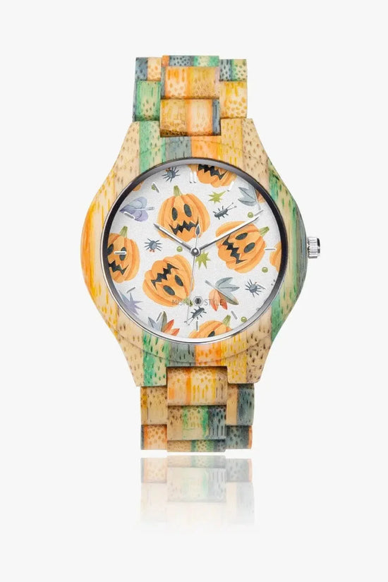 Halloween Camouflage Green Blue Wooden Watch - IVORYNN