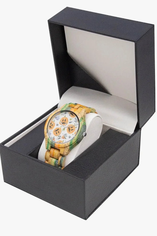 Halloween Camouflage Green Blue Wooden Watch - IVORYNN