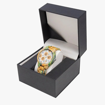 Halloween Camouflage Green Blue Wooden Watch - IVORYNN