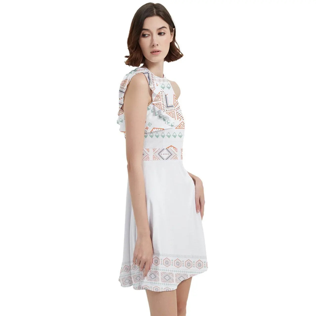 Halter Sleeveless Party Dress With Pockets - Egyptian White - IVORYNN