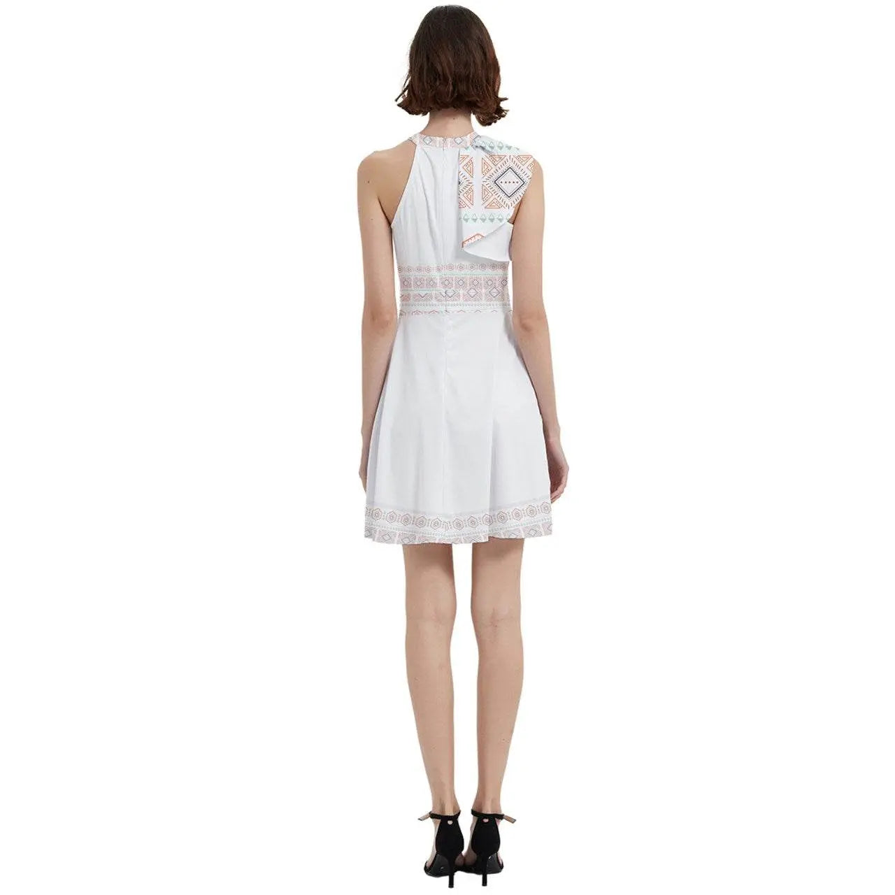 Halter Sleeveless Party Dress With Pockets - Egyptian White - IVORYNN