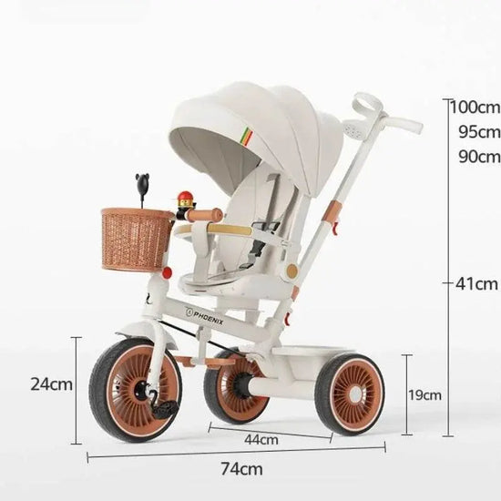 Hand-pushed three-wheeled Lightweight baby stroller - IVORYNN