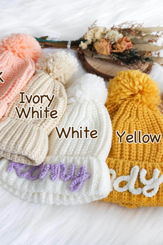 Handmade Kids Beanie with Name Winter Hat - IVORYNN