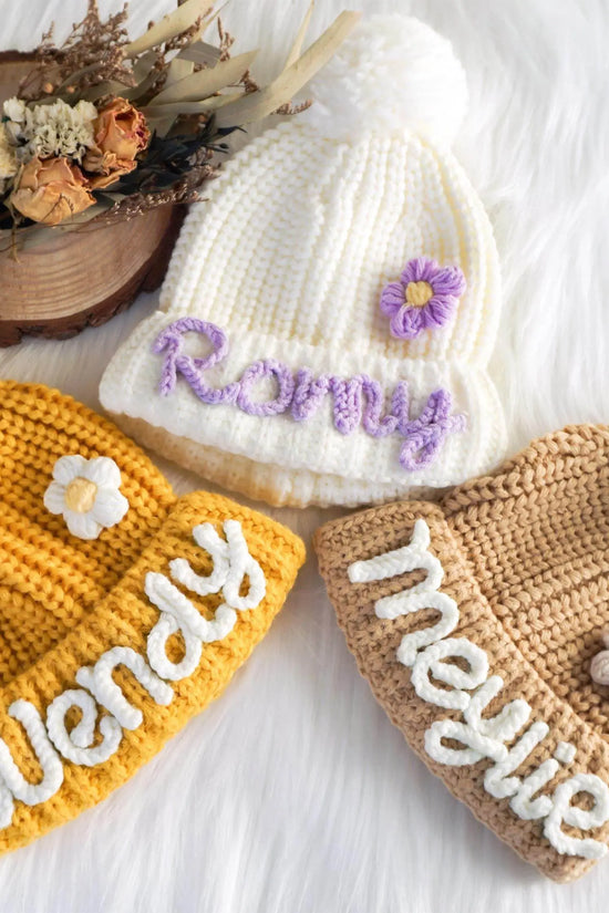Handmade Kids Beanie with Name Winter Hat - IVORYNN