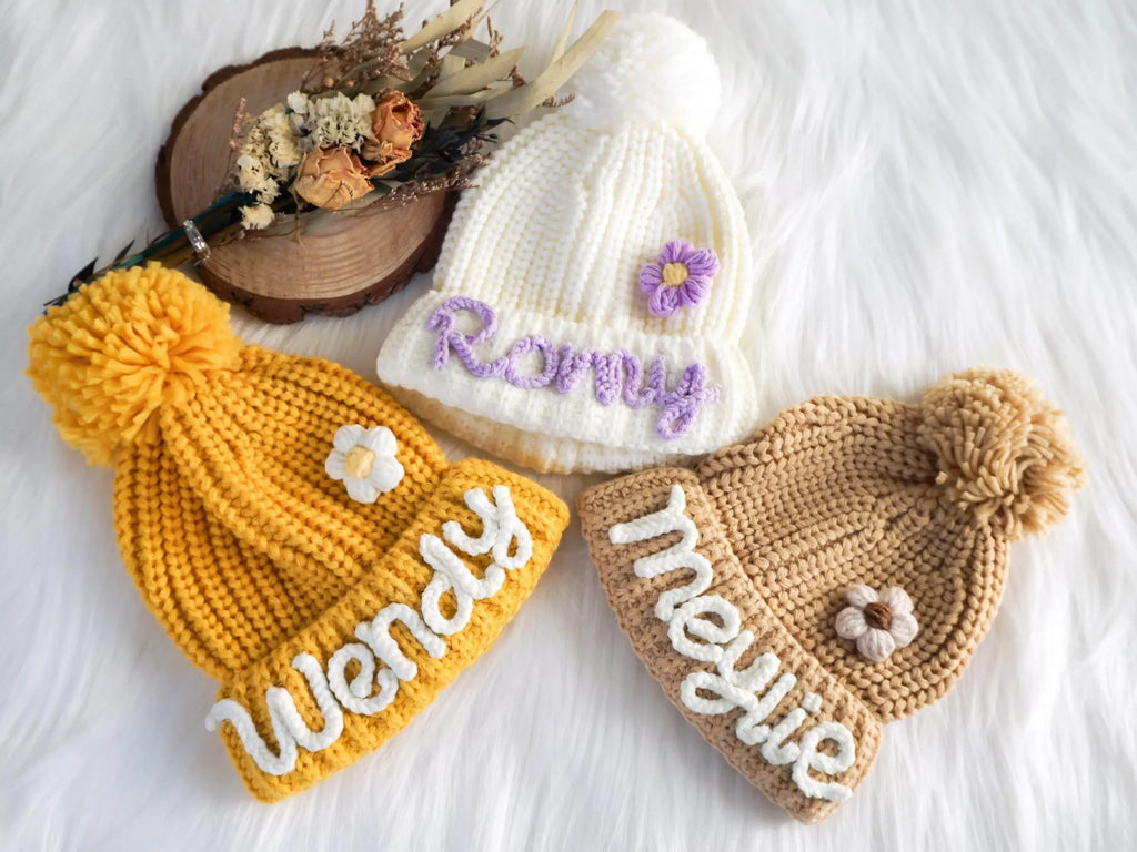 Handmade Kids Beanie with Name Winter Hat - IVORYNN