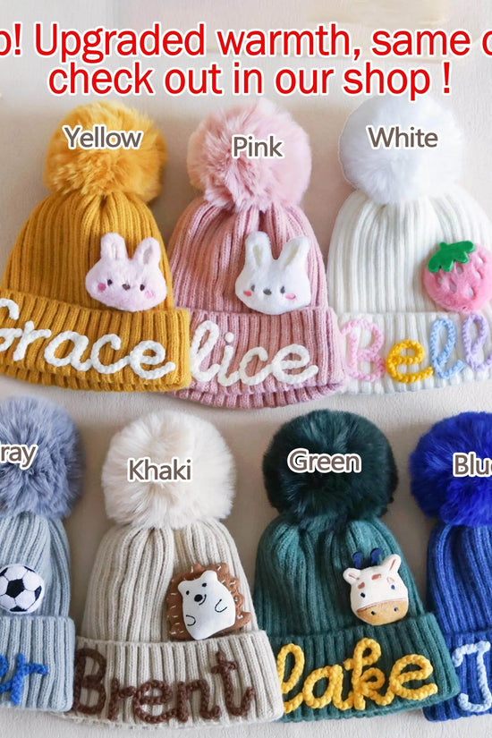 Handmade Kids Beanie with Name Winter Hat - IVORYNN