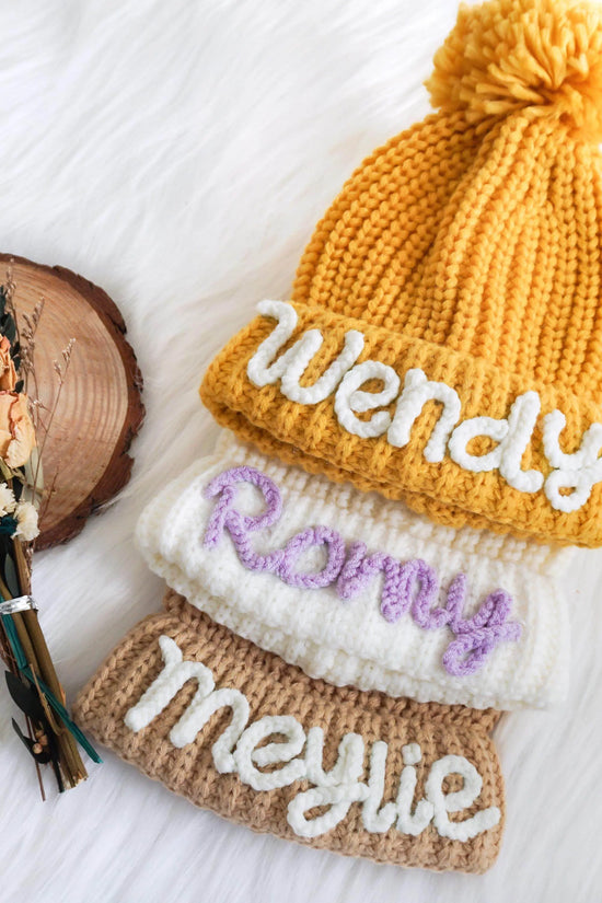 Handmade Kids Beanie with Name Winter Hat - IVORYNN