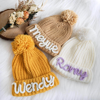 Handmade Kids Beanie with Name Winter Hat - IVORYNN