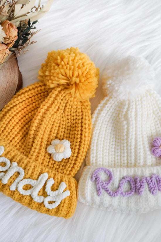 Handmade Kids Beanie with Name Winter Hat - IVORYNN