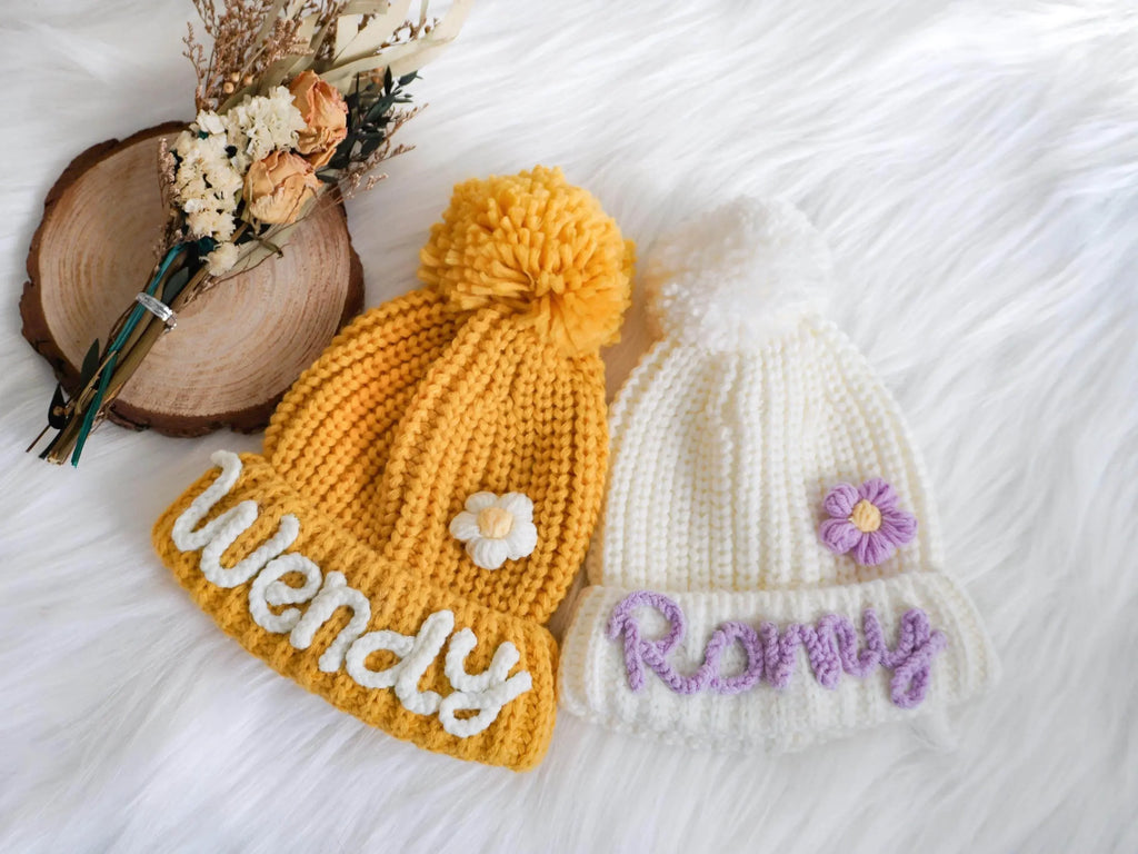Handmade Kids Beanie with Name Winter Hat - IVORYNN