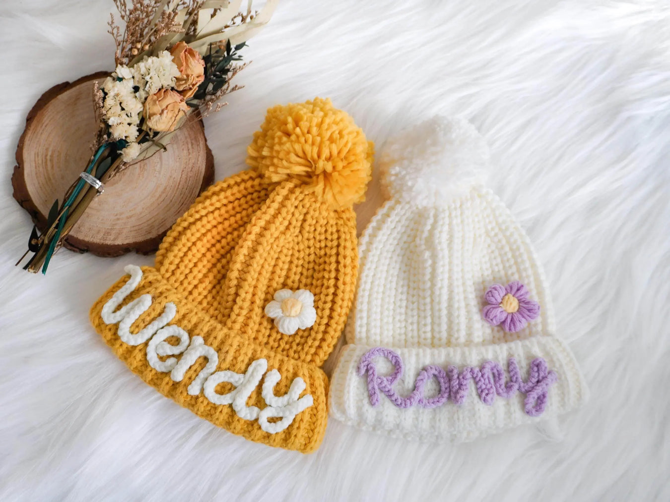 Handmade Kids Beanie with Name Winter Hat - IVORYNN