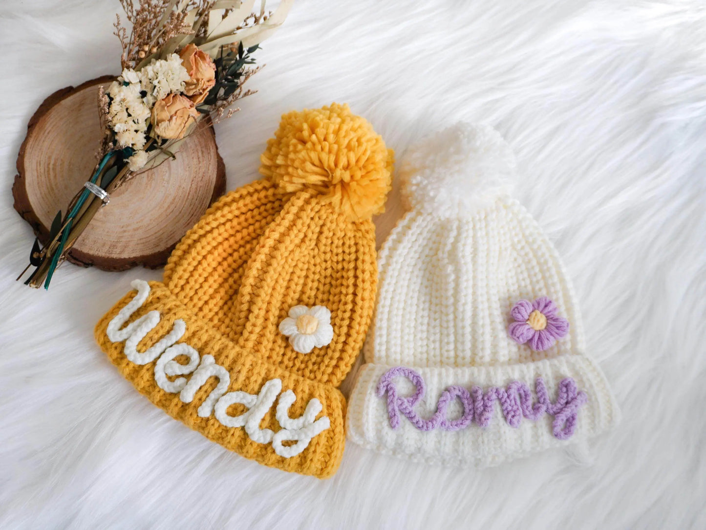 Handmade Kids Beanie with Name Winter Hat - IVORYNN