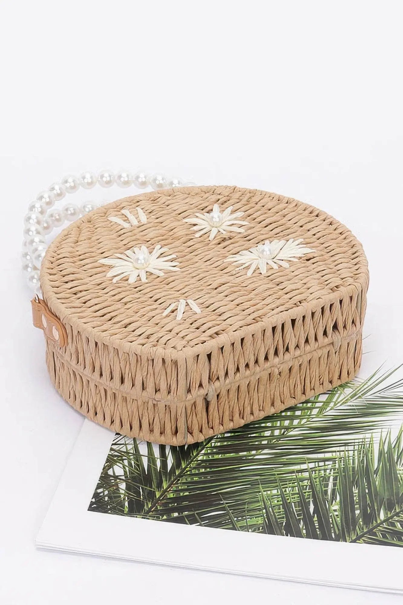 Handmade Straw Bag Clutch W/pearl Handle - IVORYNN