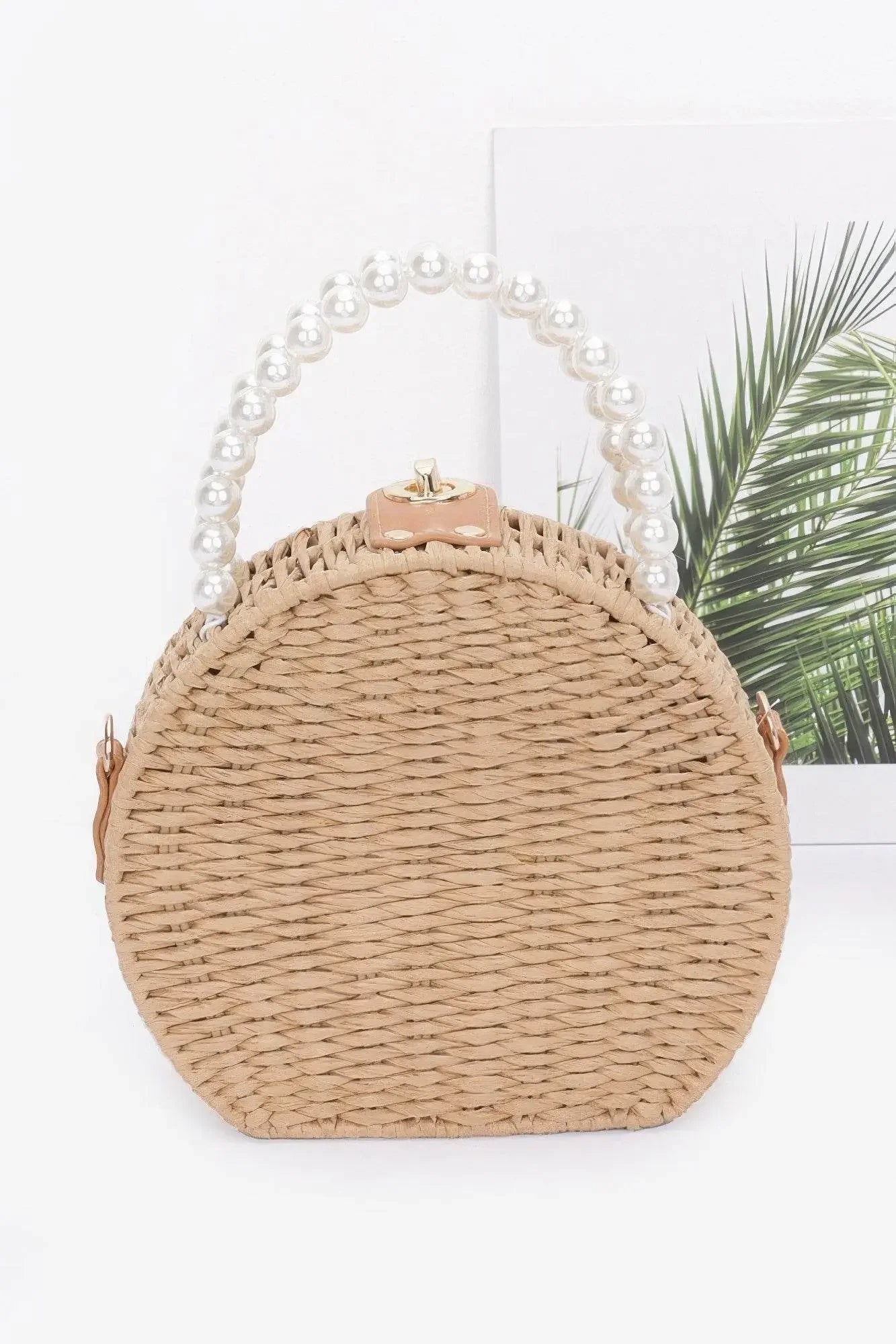 Handmade Straw Bag Clutch W/pearl Handle - IVORYNN