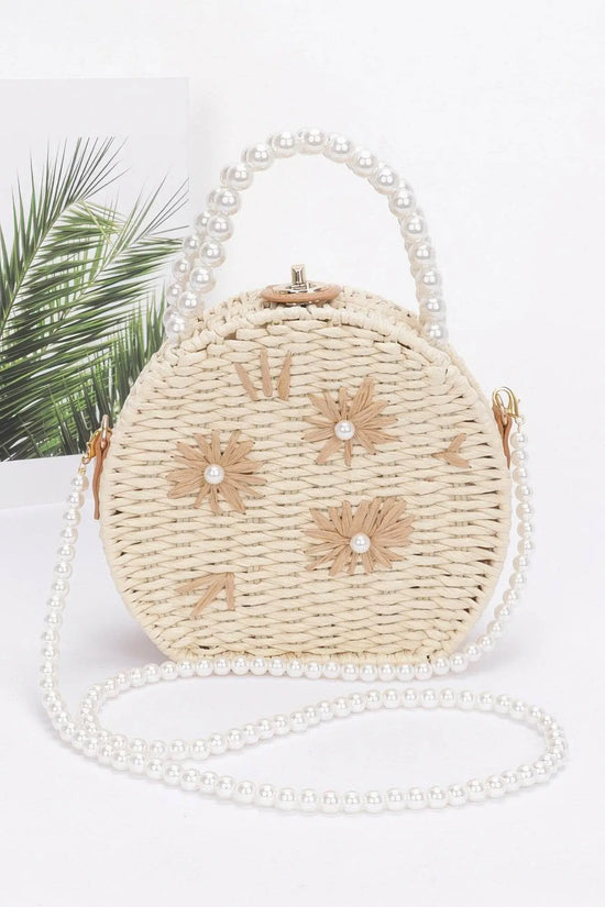 Handmade Straw Bag Clutch W/pearl Handle - IVORYNN