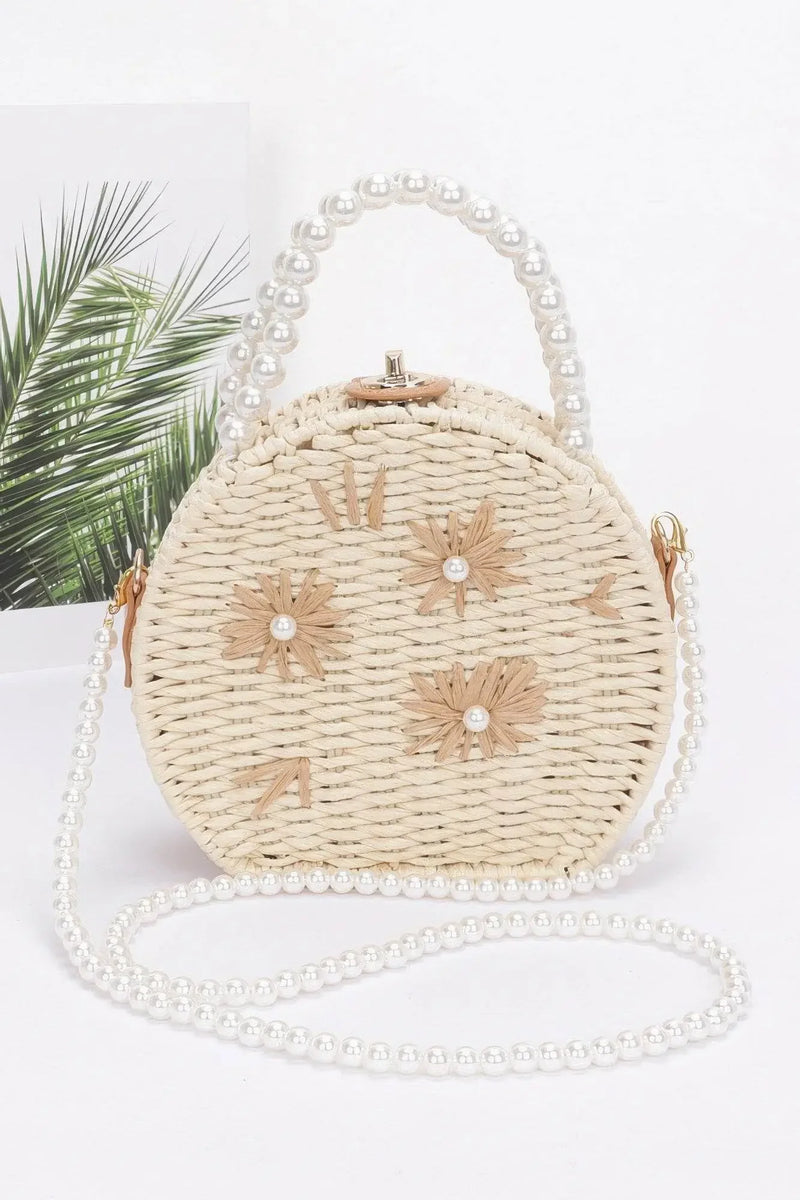 Handmade Straw Bag Clutch W/pearl Handle - IVORYNN