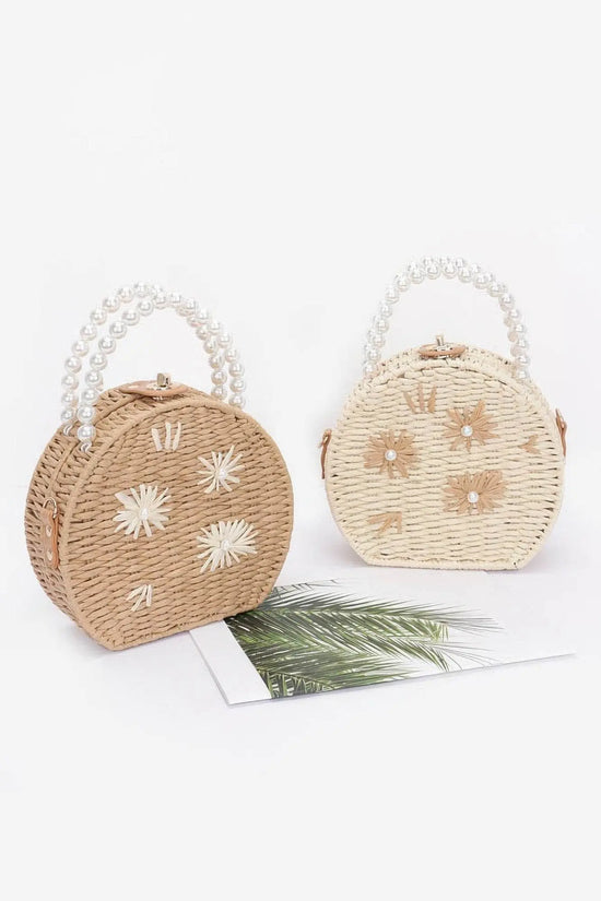 Handmade Straw Bag Clutch W/pearl Handle - IVORYNN