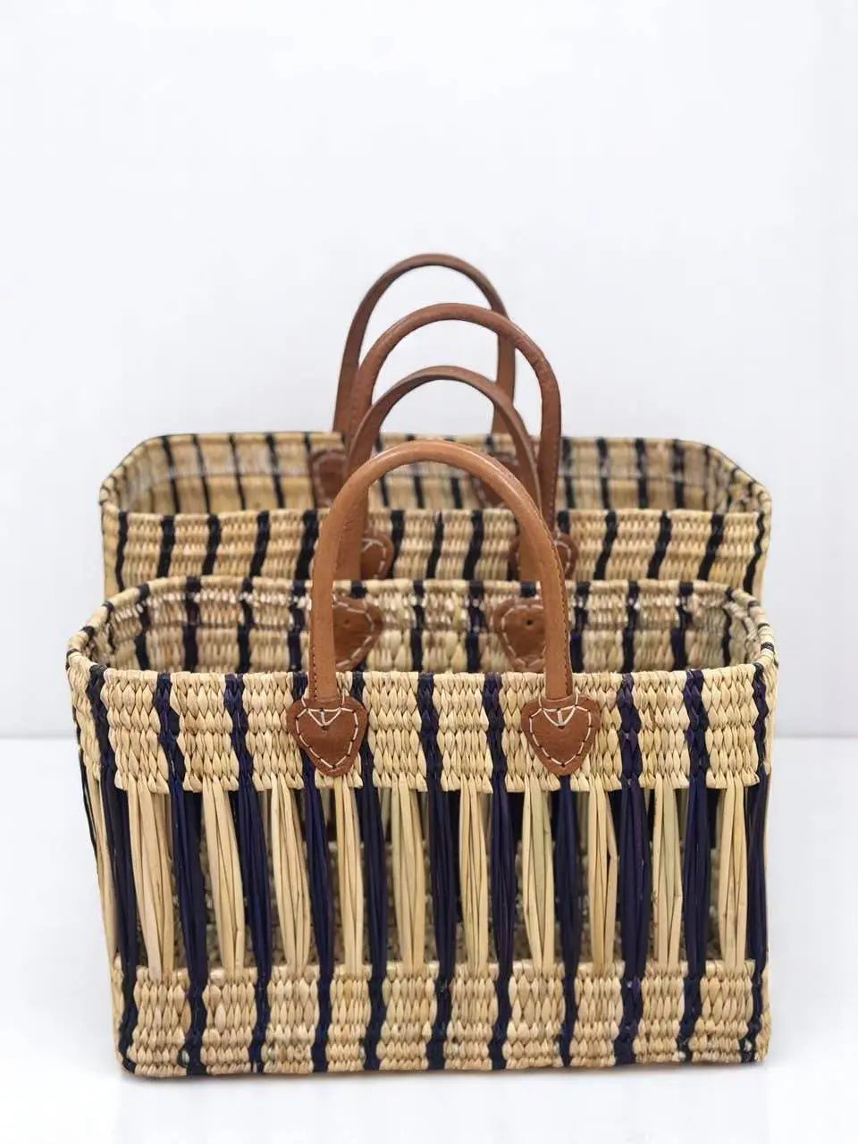 Handwoven Straw Home Tote Bag with Leather Handles - IVORYNN