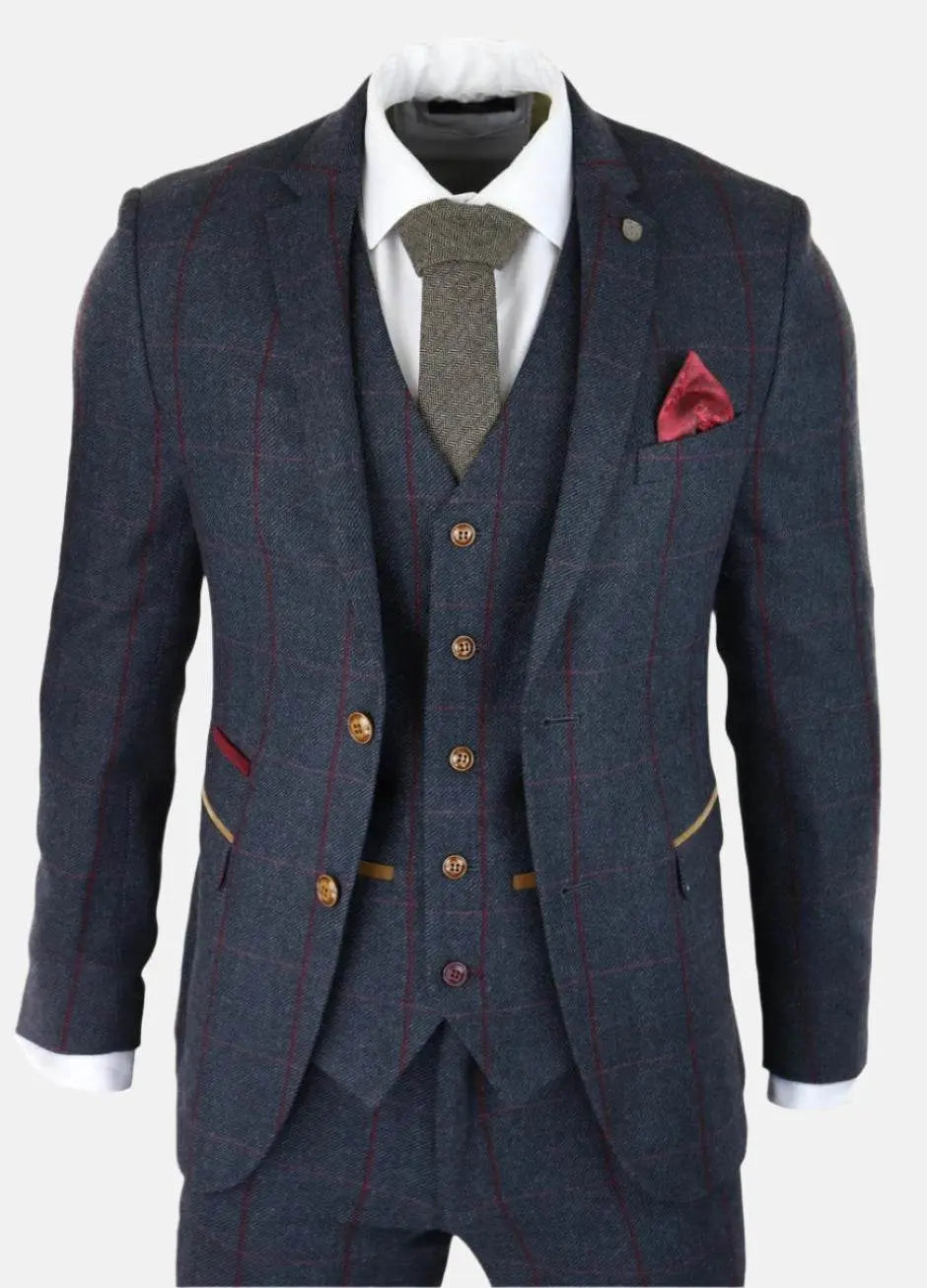 Herringbone Tweed Suit 3 Piece 1920s Tailored Fit - IVORYNN