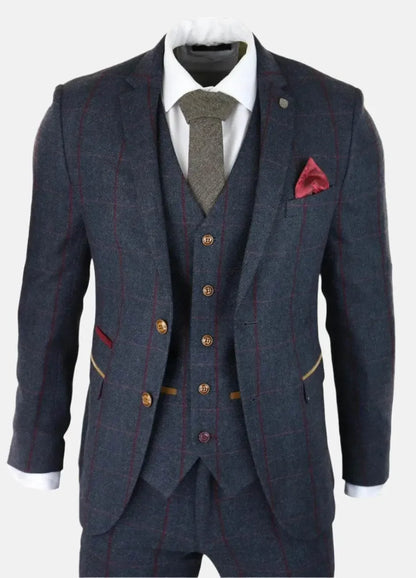 Herringbone Tweed Suit 3 Piece 1920s Tailored Fit - IVORYNN