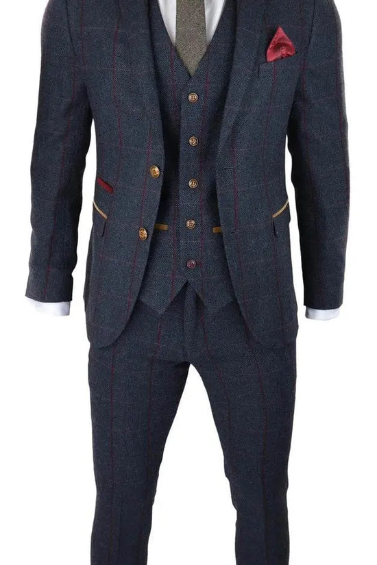 Herringbone Tweed Suit 3 Piece 1920s Tailored Fit - IVORYNN
