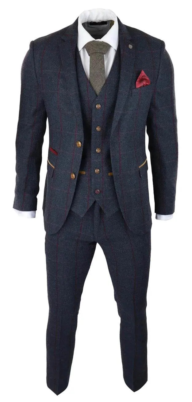 Herringbone Tweed Suit 3 Piece 1920s Tailored Fit - IVORYNN