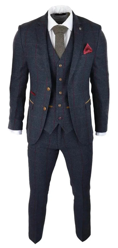 Herringbone Tweed Suit 3 Piece 1920s Tailored Fit - IVORYNN