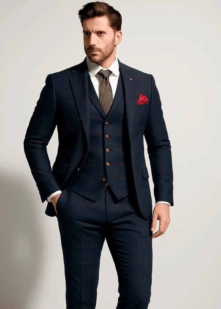 Herringbone Tweed Suit 3 Piece 1920s Tailored Fit - IVORYNN