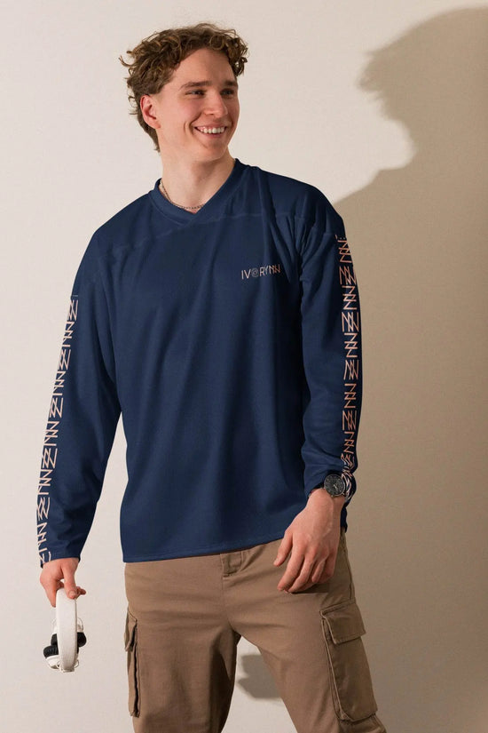 High Level Navy hockey fan Sports jersey - IVORYNN