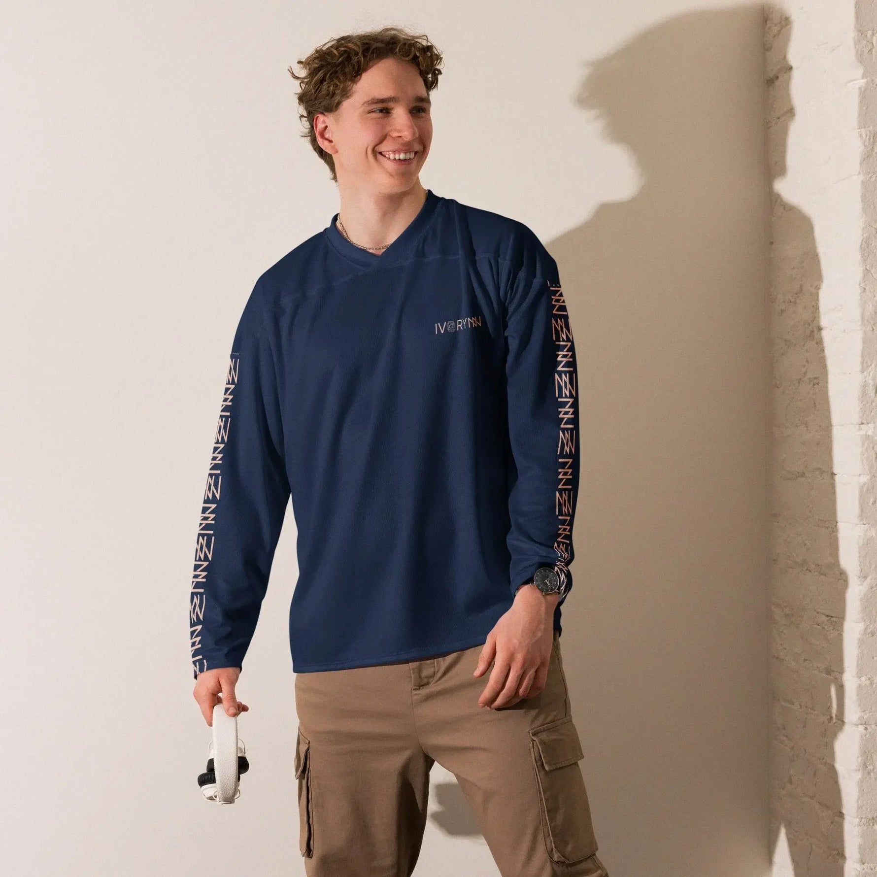 High Level Navy hockey fan Sports jersey - IVORYNN