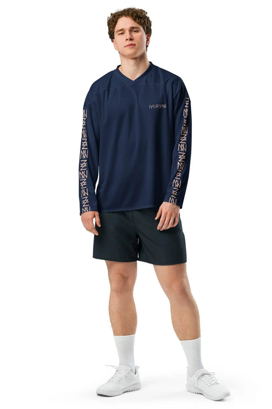 High Level Navy hockey fan Sports jersey - IVORYNN