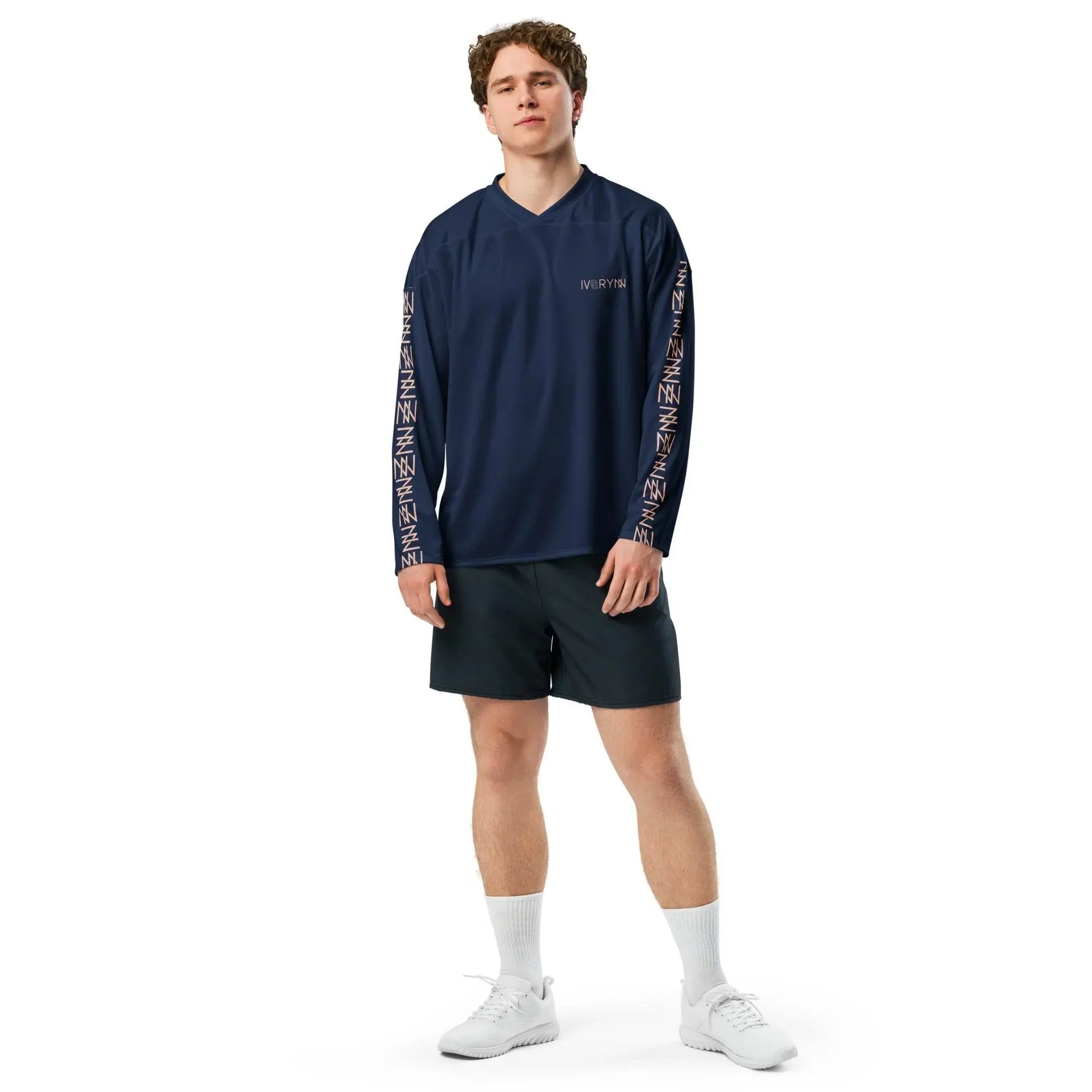 High Level Navy hockey fan Sports jersey - IVORYNN