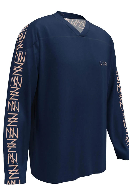 High Level Navy hockey fan Sports jersey - IVORYNN