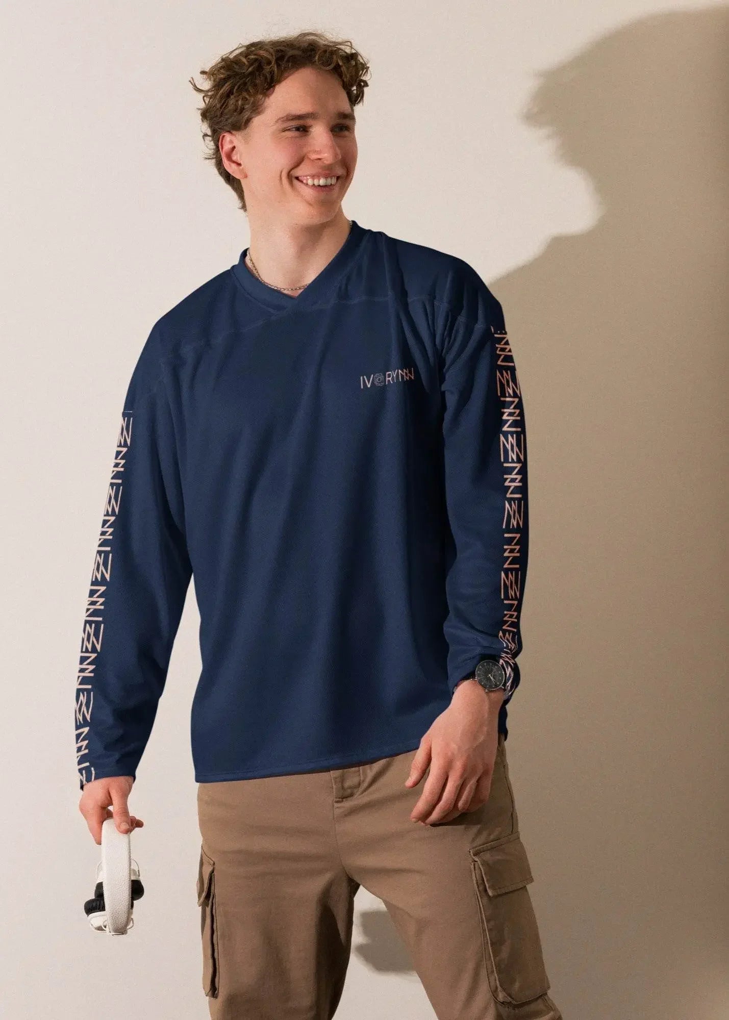 High Level Navy hockey fan Sports jersey - IVORYNN