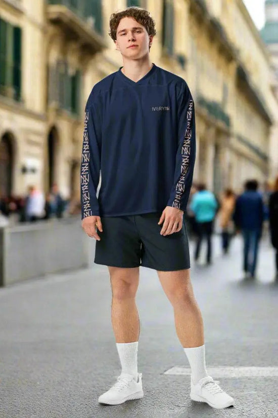 High Level Navy hockey fan Sports jersey - IVORYNN