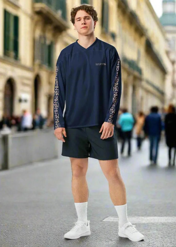 High Level Navy hockey fan Sports jersey - IVORYNN