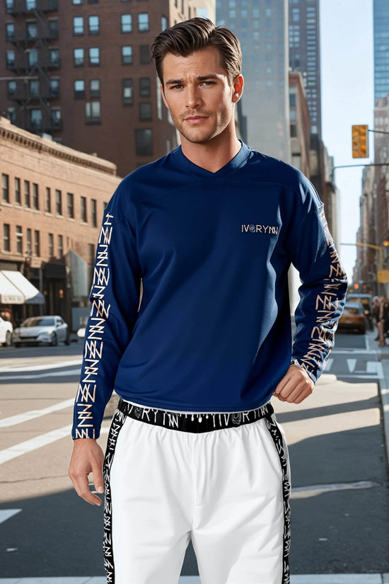 High Level Navy hockey fan Sports jersey - IVORYNN