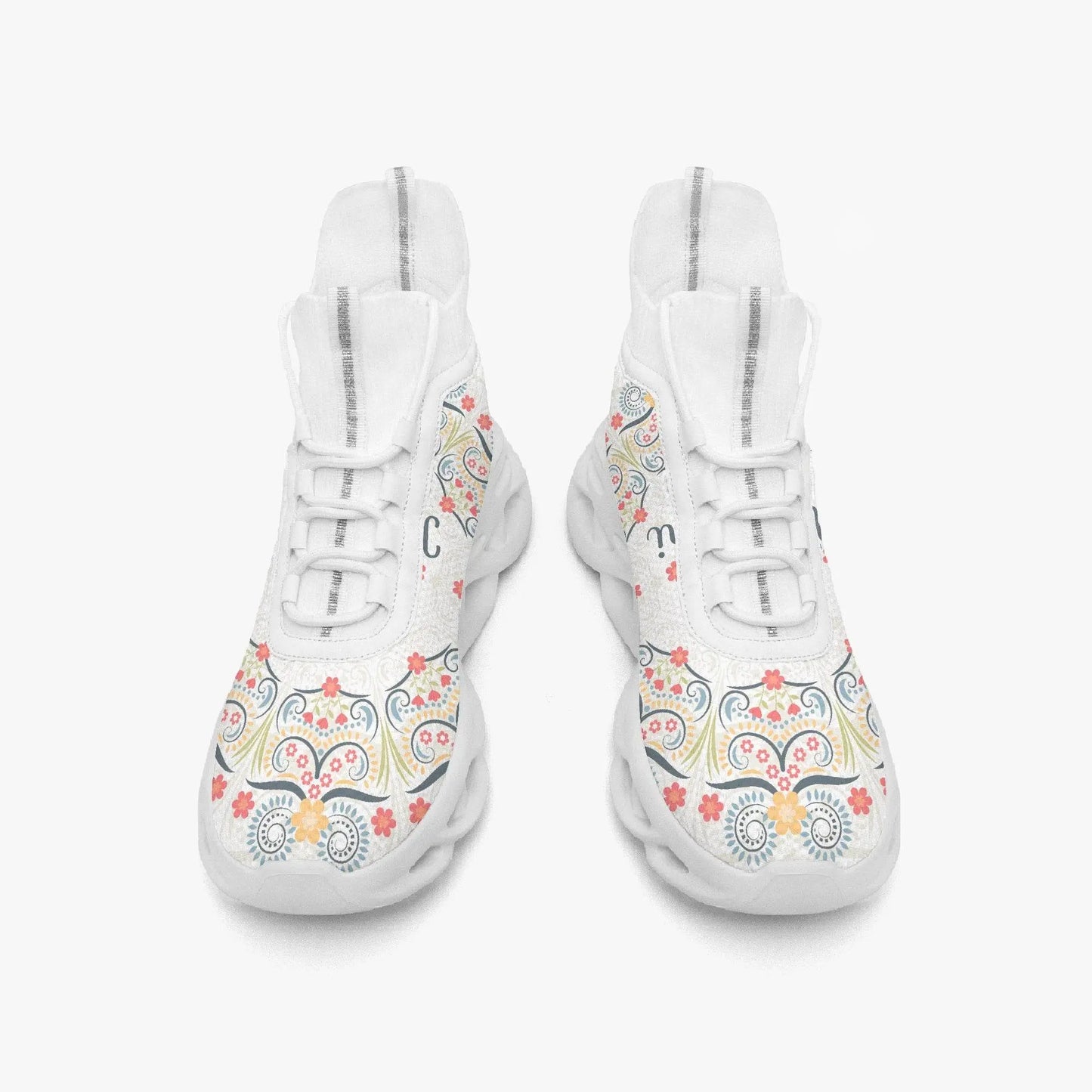 High Top Bounce White Mesh Knit Sneakers - IVORYNN