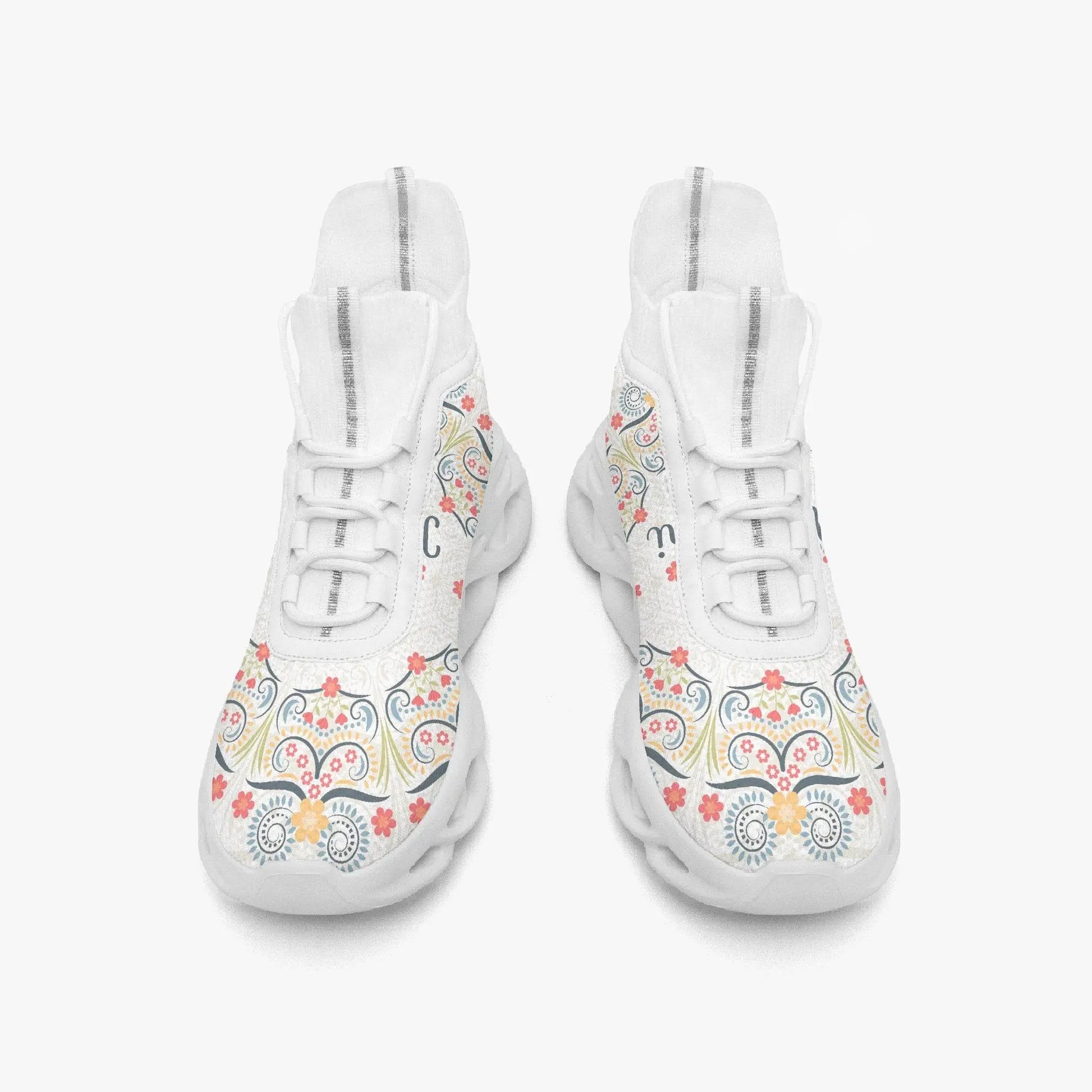 High Top Bounce White Mesh Knit Sneakers - IVORYNN