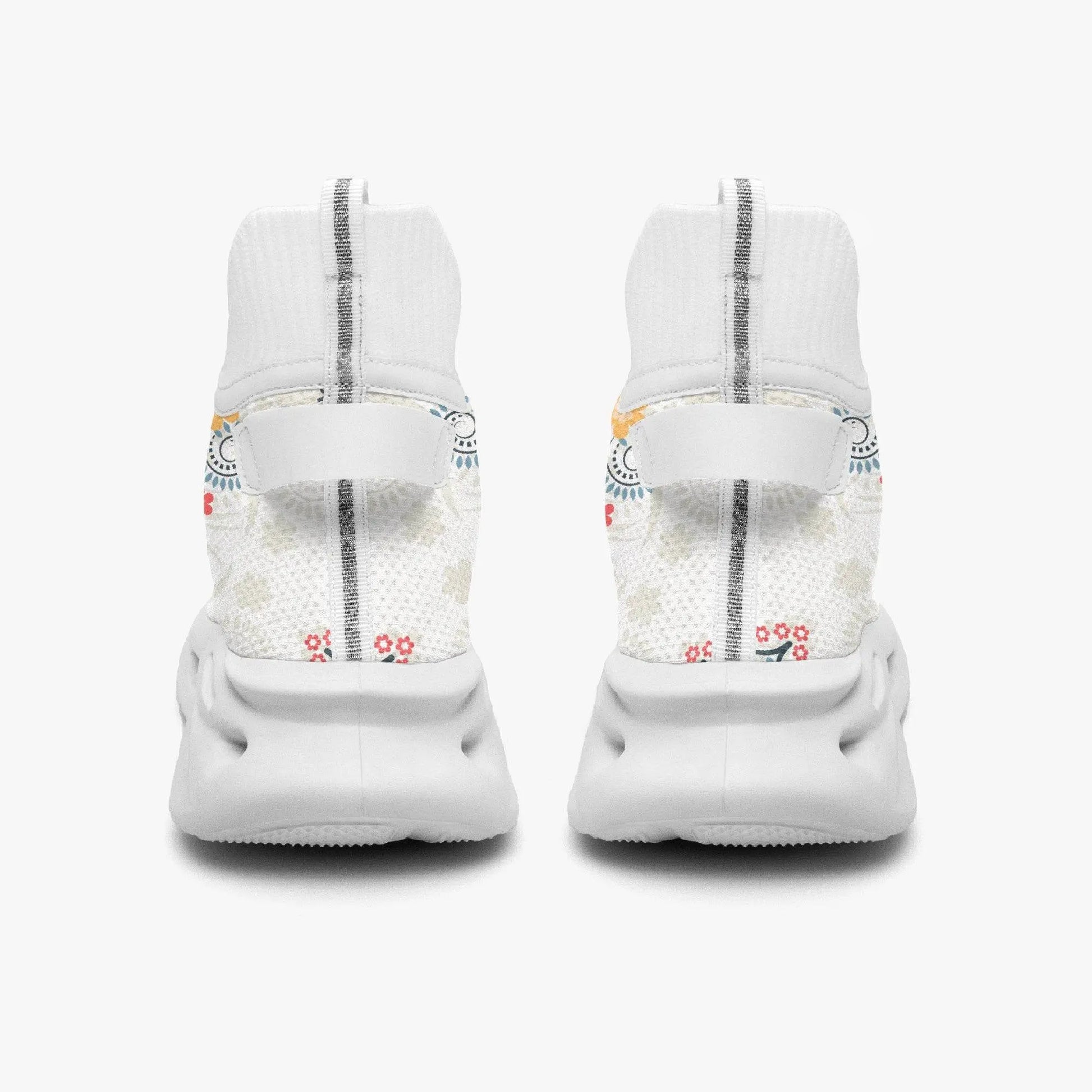 High Top Bounce White Mesh Knit Sneakers - IVORYNN